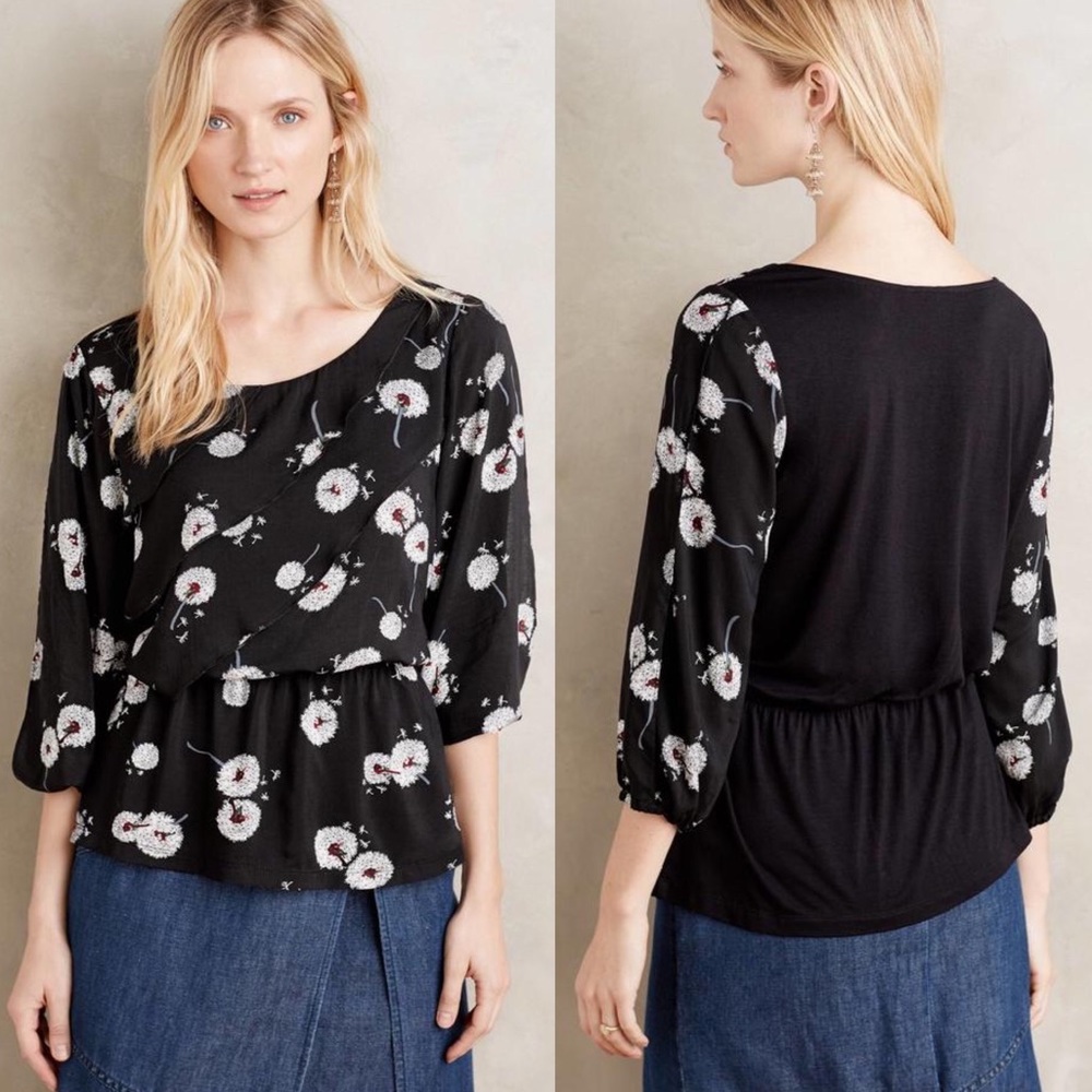 Anthropologie Deletta Wished Blooms Dandelion Top